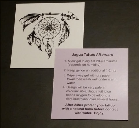 Jagua tattoo aftercare cards for customers - Nature's Body Art